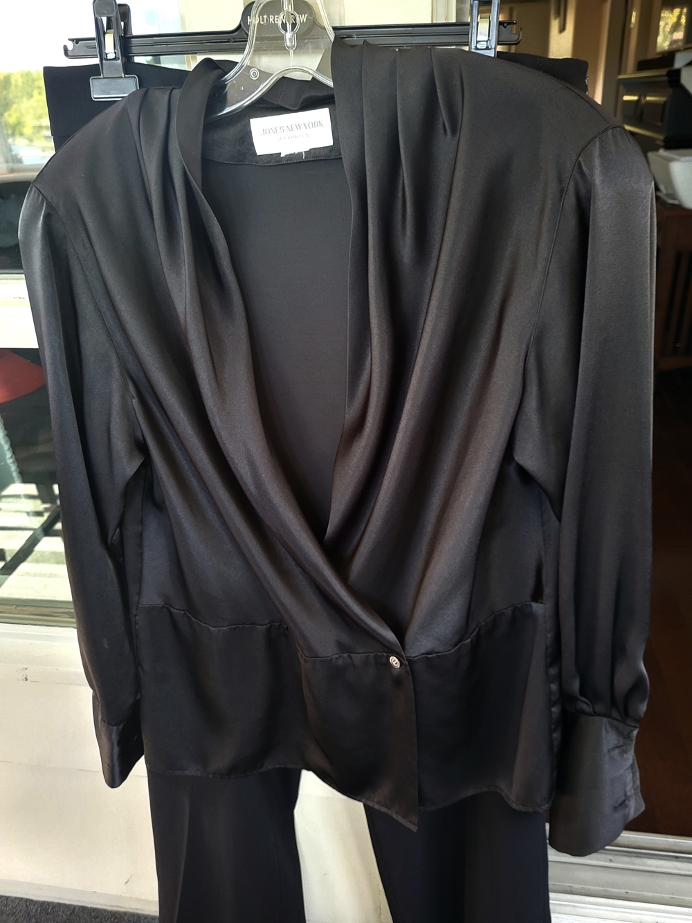 Jones New York Black Satin Wrap-Style Blazer Size XL